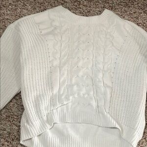 Women's Crop White Cable Knit Sweater